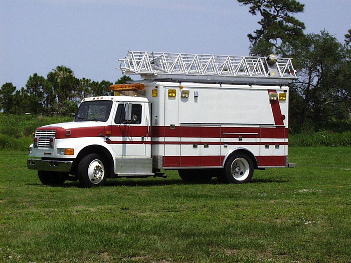 Aluma vehicle mounted aluminum antenna tower on top of an ambulance