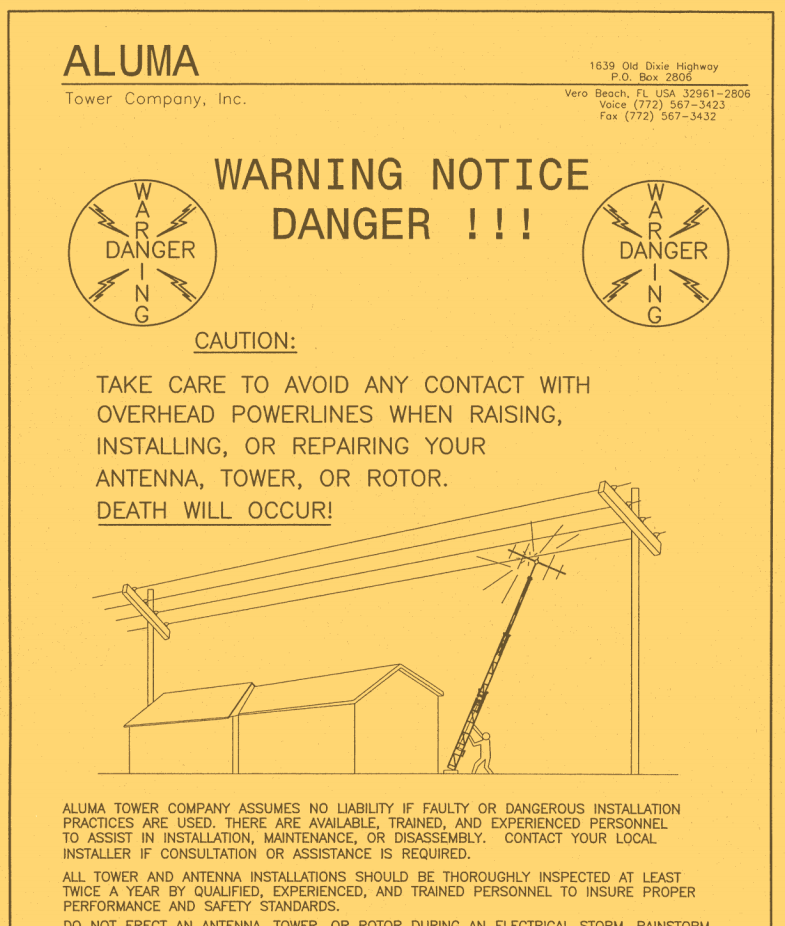 S6 Tower Safety Notice