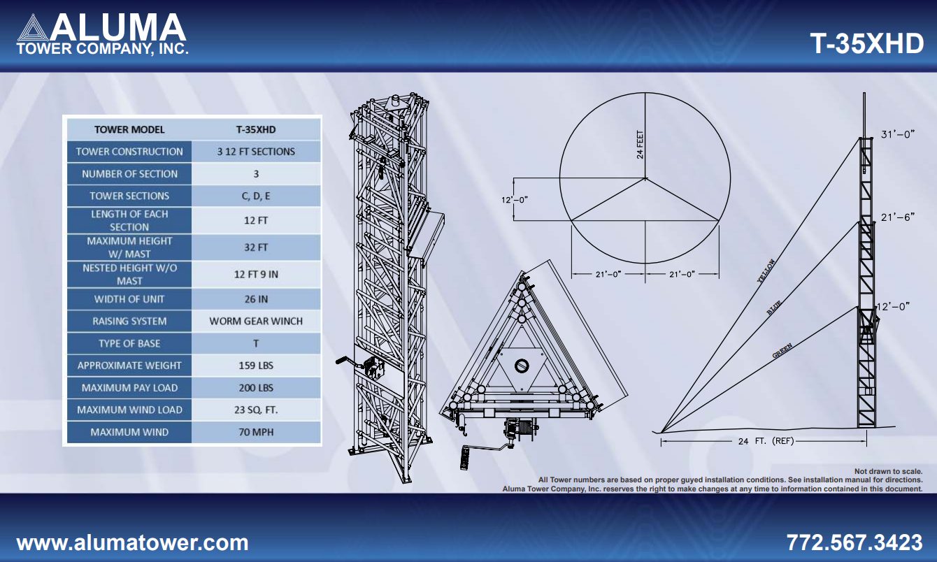 t-35 telescopic guyed tower