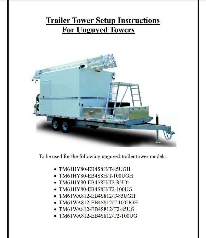 trailer tower setup instructions for unguyed towers